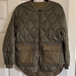 Zara oversized Khaki Quilted women Field Jacket